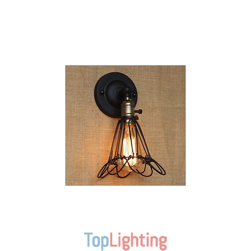 American Industrial Style Decorative Wall Sconce Iron Mesh Fence