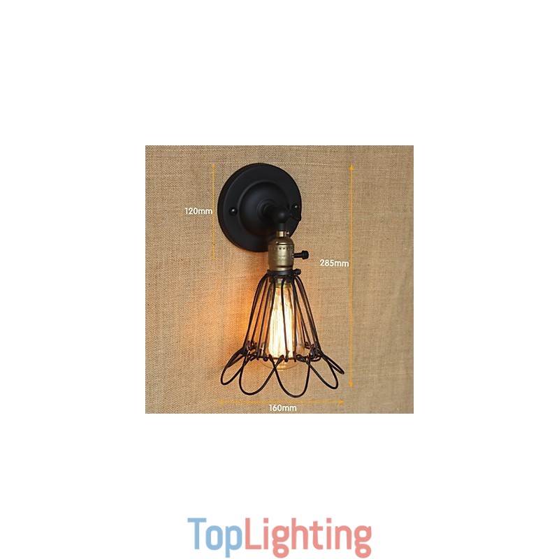 American Industrial Style Decorative Wall Sconce Iron Mesh Fence