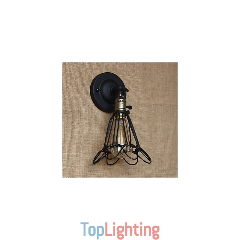 American Industrial Style Decorative Wall Sconce Iron Mesh Fence