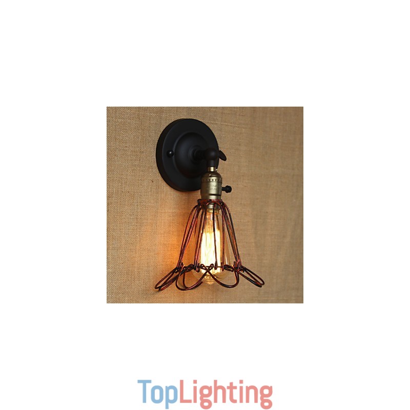 American Industrial Style Fence Iron Net Red Bronze Decorative Wall Sconce