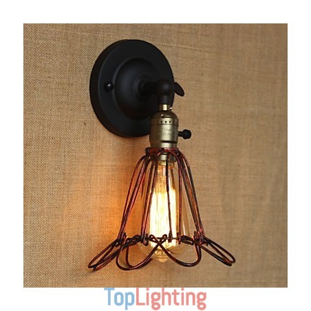 American Industrial Style Fence Iron Net Red Bronze Decorative Wall Sconce American Industrial Style Fence Iron Net Red Bronze Decorative Wall Sconce