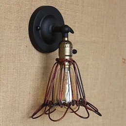 American Industrial Style Fence Iron Net Red Bronze Decorative Wall Sconce