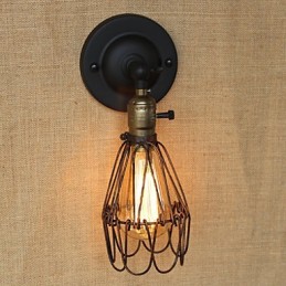 American Industrial Style Fence Rusty Iron Mesh Decorative Wall Sconce