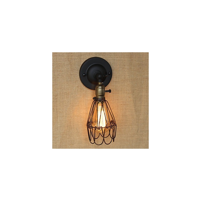 American Industrial Style Fence Rusty Iron Mesh Decorative Wall Sconce
