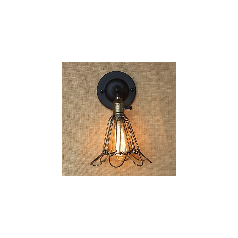 American Industrial Style Fence Iron Mesh Bronze Decorative Wall Sconce