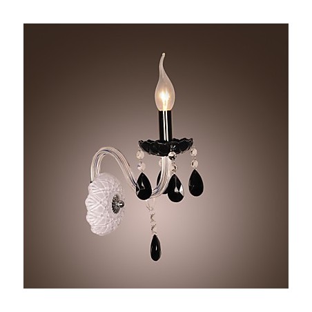 Black Crystal Wall Light with Candle Bulb Black Crystal Wall Light with Candle Bulb
