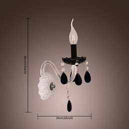 Black Crystal Wall Light with Candle Bulb