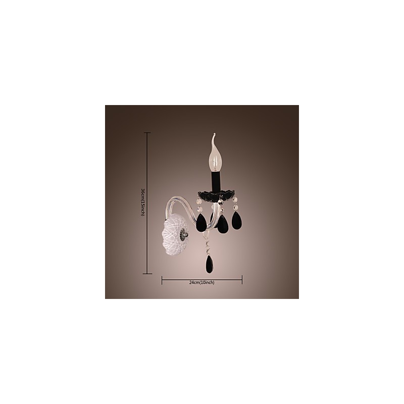 Black Crystal Wall Light with Candle Bulb