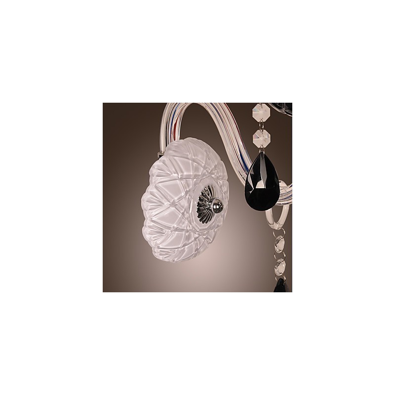 Black Crystal Wall Light with Candle Bulb