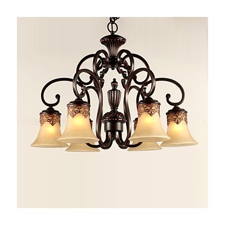 Chandelier Pendant Light 6 Lights Lampshade Down Vintage Country Metal+Glass Chandelier Pendant Light 6 Lights Lampshade Down Vintage Country Metal+Glass