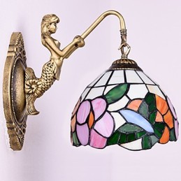 European Contracted Rural Creative Wrought Iron Wall Lamp Glass Lights
