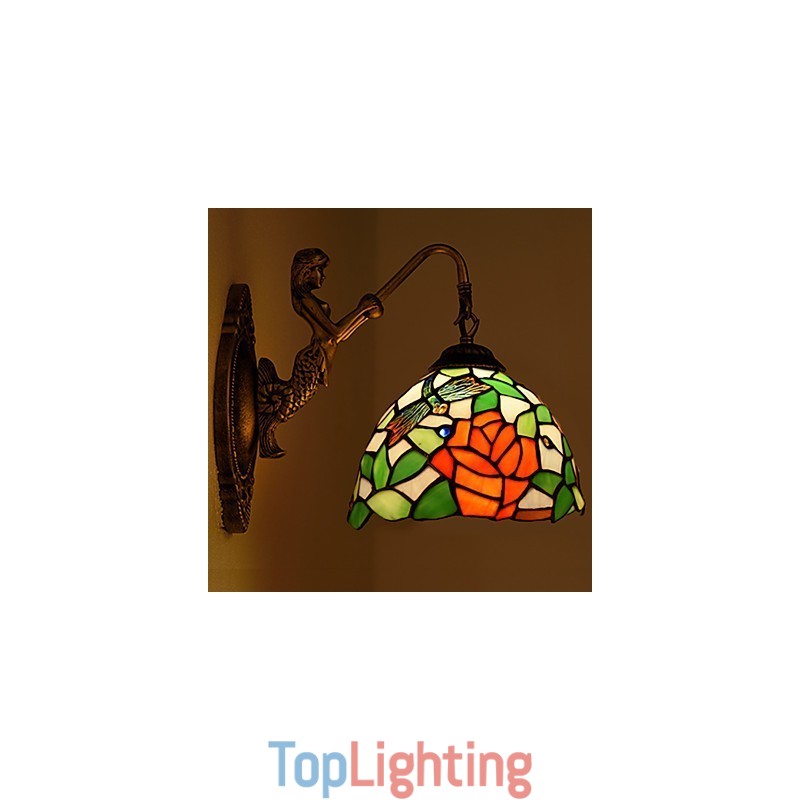 European Contracted Rural Creative Wrought Iron Wall Lamp Glass Lights