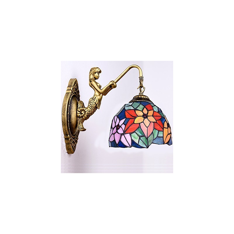 European Contracted Rural Creative Wrought Iron Wall Lamp Glass Lights