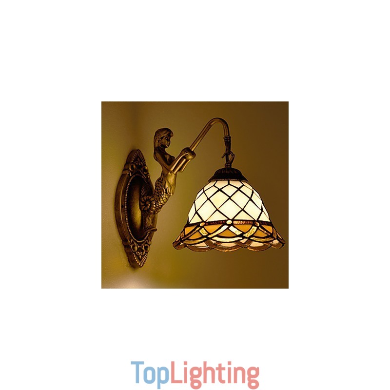 European Contracted Rural Creative Wrought Iron Wall Lamp Glass Lights