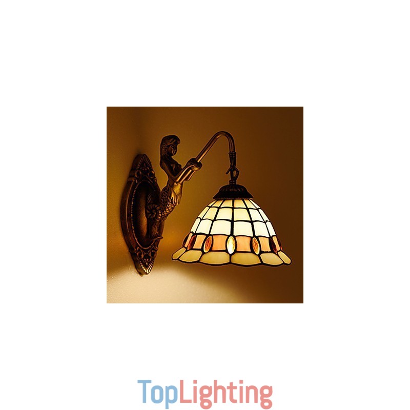 European Contracted Rural Creative Wrought Iron Wall Lamp Glass Lights