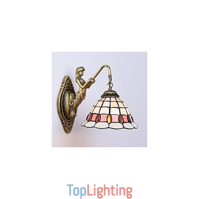 European Contracted Rural Creative Wrought Iron Wall Lamp Glass Lights