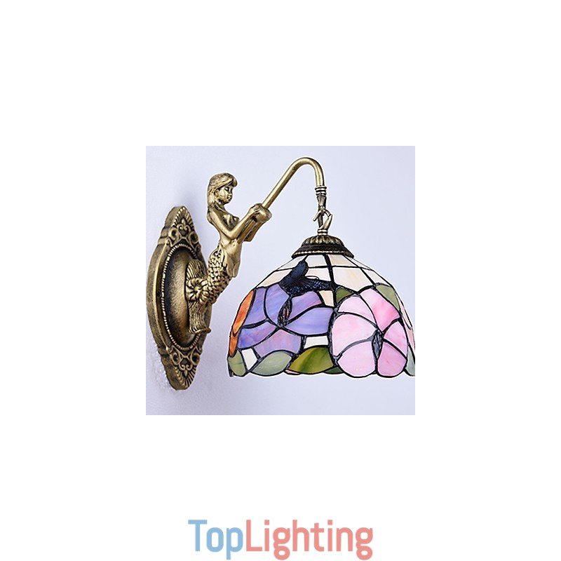 European Contracted Rural Creative Wrought Iron Wall Lamp Glass Lights