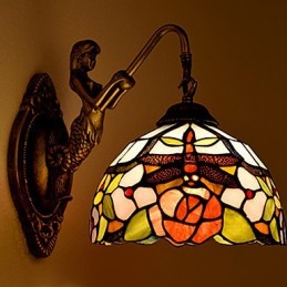 European Contracted Rural Creative Wrought Iron Wall Lamp Glass Lights