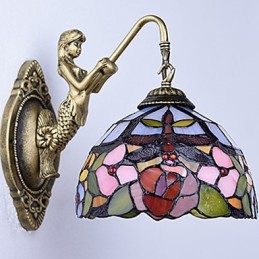 European Contracted Rural Creative Wrought Iron Wall Lamp Glass Lights