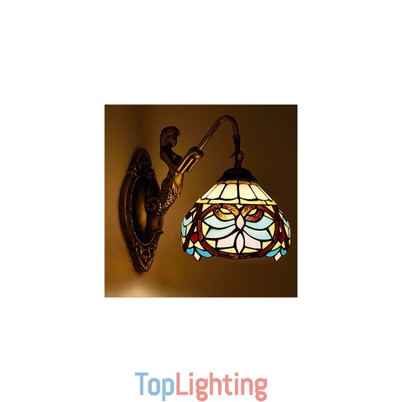European Contracted Rural Creative Wrought Iron Wall Lamp Glass Lights