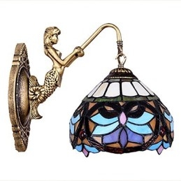 European Contracted Rural Creative Wrought Iron Wall Lamp Glass Lights