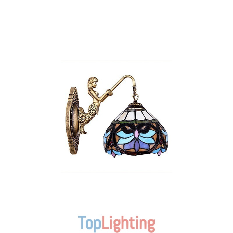 European Contracted Rural Creative Wrought Iron Wall Lamp Glass Lights