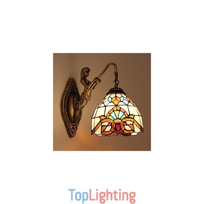 European Contracted Rural Creative Wrought Iron Wall Lamp Glass Lights