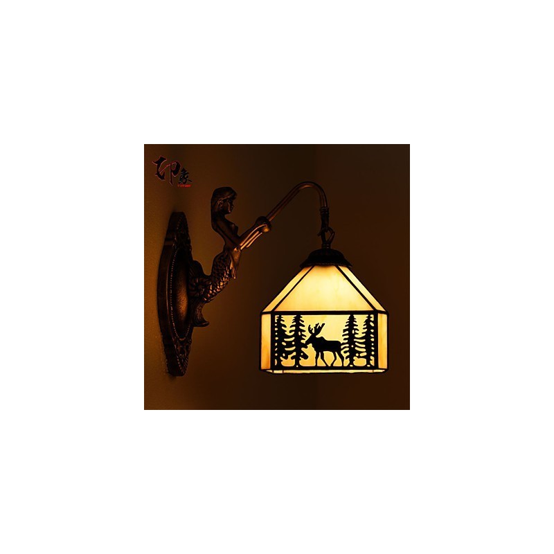 Christmas Deer European Contracted Rural Creative Wrought Iron Wall Lamp Glass Lights