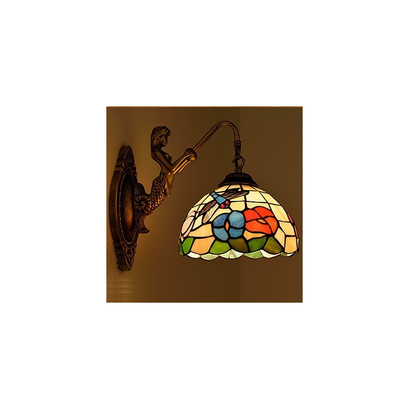 European Contracted Rural Creative Wrought Iron Wall Lamp Glass Lights