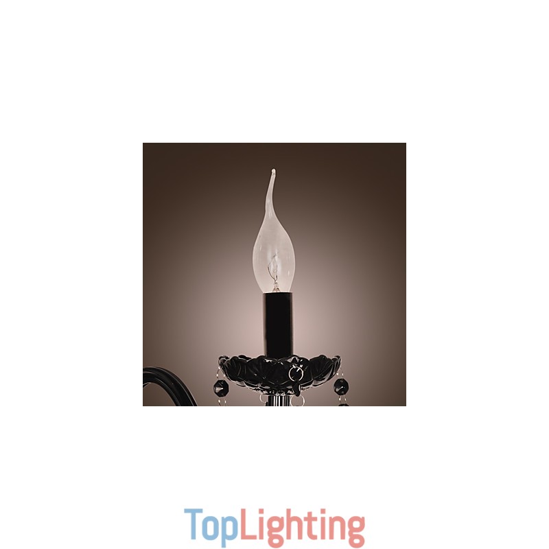 Black Crystal Wall Light with Candle Bulb