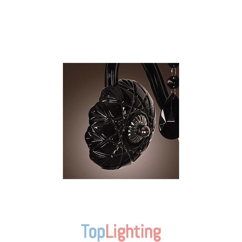 Black Crystal Wall Light with Candle Bulb