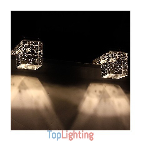 Modern Wall Light with Glass Bubble Cubic Shade Mirror Front Style Modern Wall Light with Glass Bubble Cubic Shade Mirror Front Style