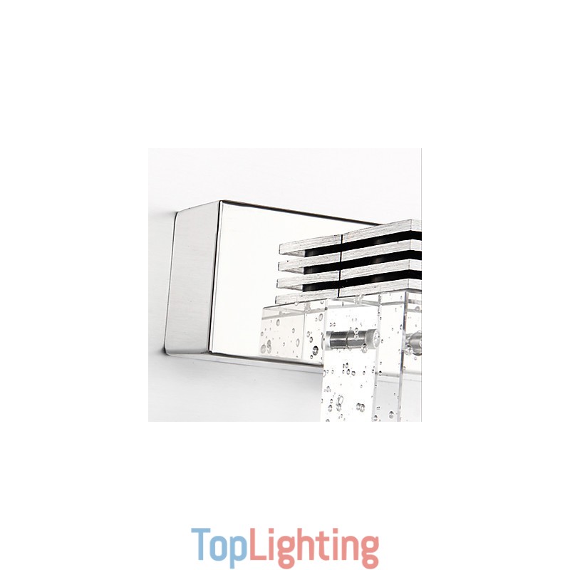 Modern Wall Light with Glass Bubble Cubic Shade Mirror Front Style