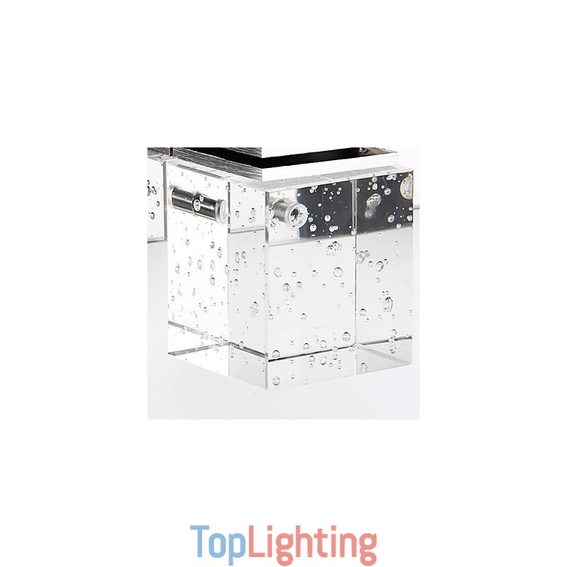 Modern Wall Light with Glass Bubble Cubic Shade Mirror Front Style