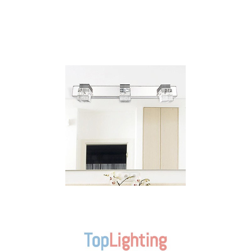 Modern Wall Light with Glass Bubble Cubic Shade Mirror Front Style