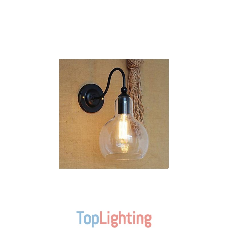 Modern Restaurant Adornment Wall Lamp Wrought Iron Glass