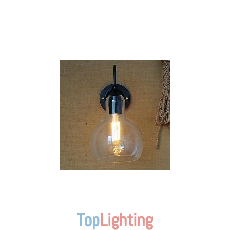 Modern Restaurant Adornment Wall Lamp Wrought Iron Glass
