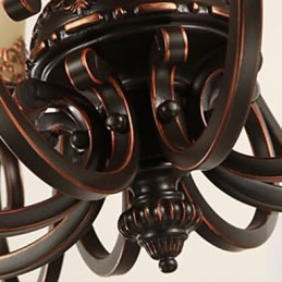 Chandelier Pendant Light 6 Lights Lampshade Down Vintage Country Metal+Glass