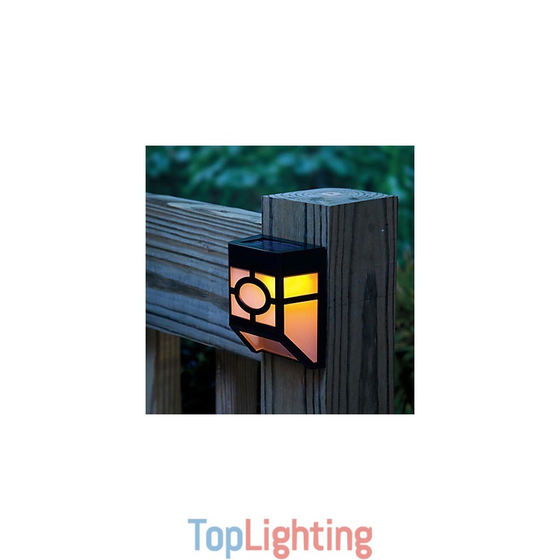 Warm Yellow Solar Powered Wall Mount 2 Lantern Light Deck Lamp