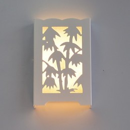 Modern Creative White Carve Patterns Or Designs On Woodwork Bamboo Wall Lamp Lights