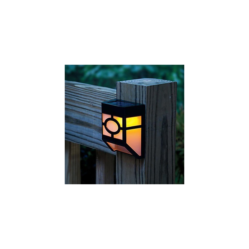 Warm Yellow Solar Powered Wall Mount 2 Lantern Light Deck Lamp