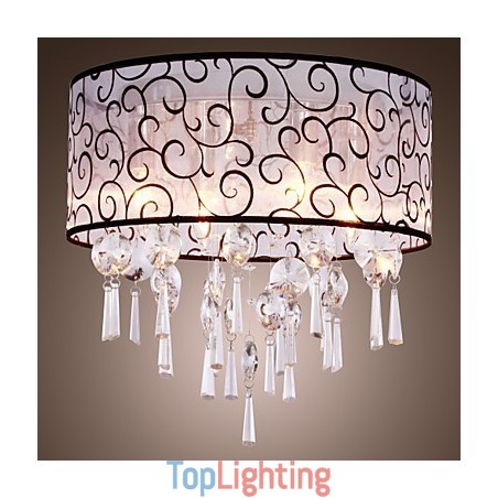 Modern Contemporary Drum Crystal Electroplated Metal Flush Mount Modern Contemporary Drum Crystal Electroplated Metal Flush Mount