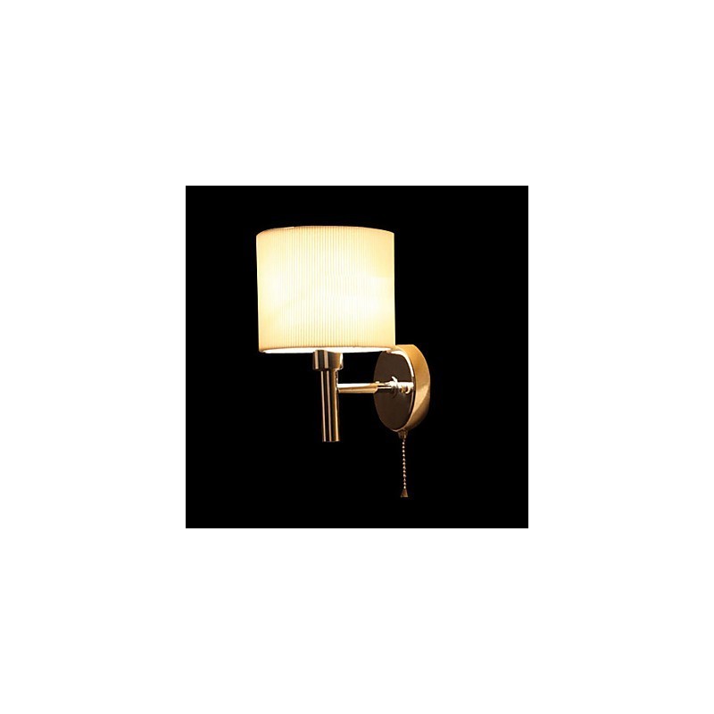 Stylish Metal and Fabric Wall Light with 1 Light in White Cylinder Feature