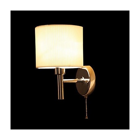 Stylish Metal and Fabric Wall Light with 1 Light in White Cylinder Feature Stylish Metal and Fabric Wall Light with 1 Light in White Cylinder Feature