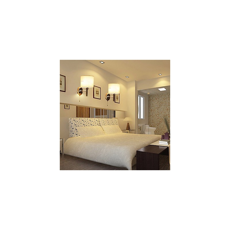 Stylish Metal and Fabric Wall Light with 1 Light in White Cylinder Feature
