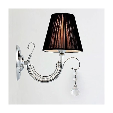 Contemporary Wall Light with Fabric Shade Chandelier Style Arm Crystal Droplet Contemporary Wall Light with Fabric Shade Chandelier Style Arm Crystal Droplet
