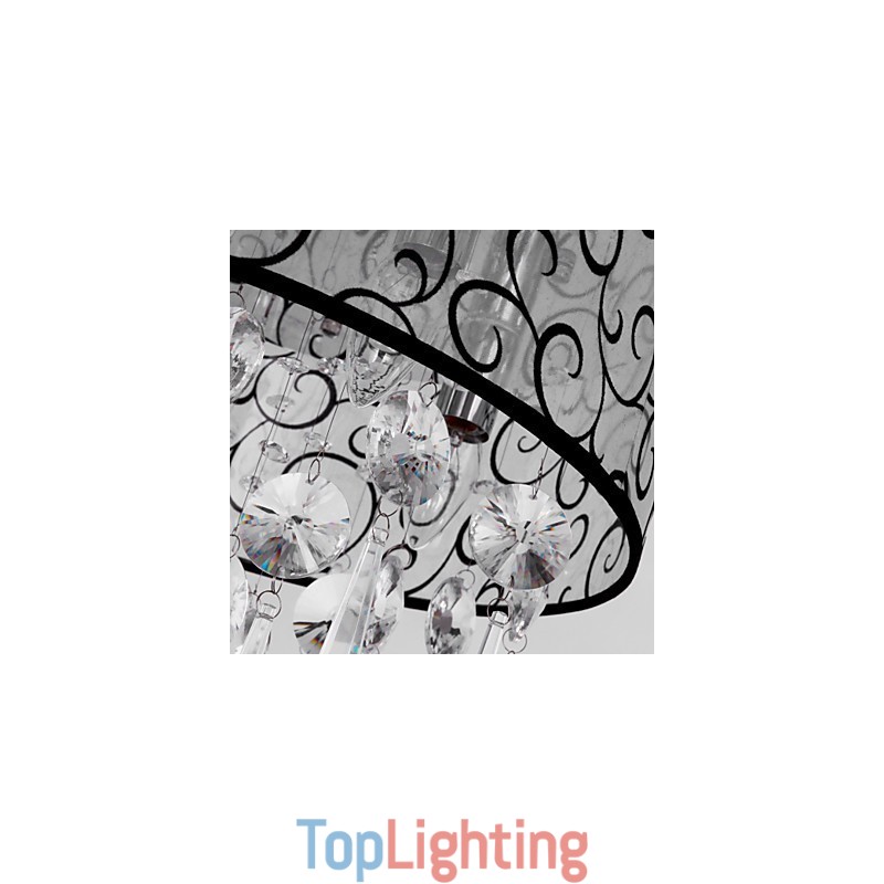 Modern Contemporary Drum Crystal Electroplated Metal Flush Mount