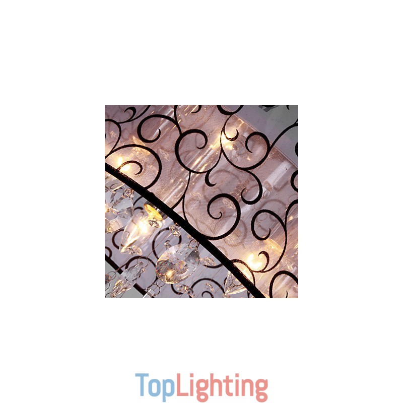 Modern Contemporary Drum Crystal Electroplated Metal Flush Mount