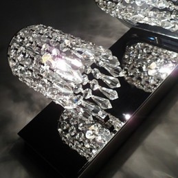 Modern Wall Light with Crystal Pendants and 2 Lights in Polished Chrome