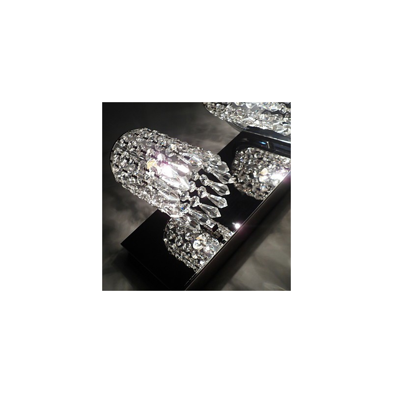 Modern Wall Light with Crystal Pendants and 2 Lights in Polished Chrome